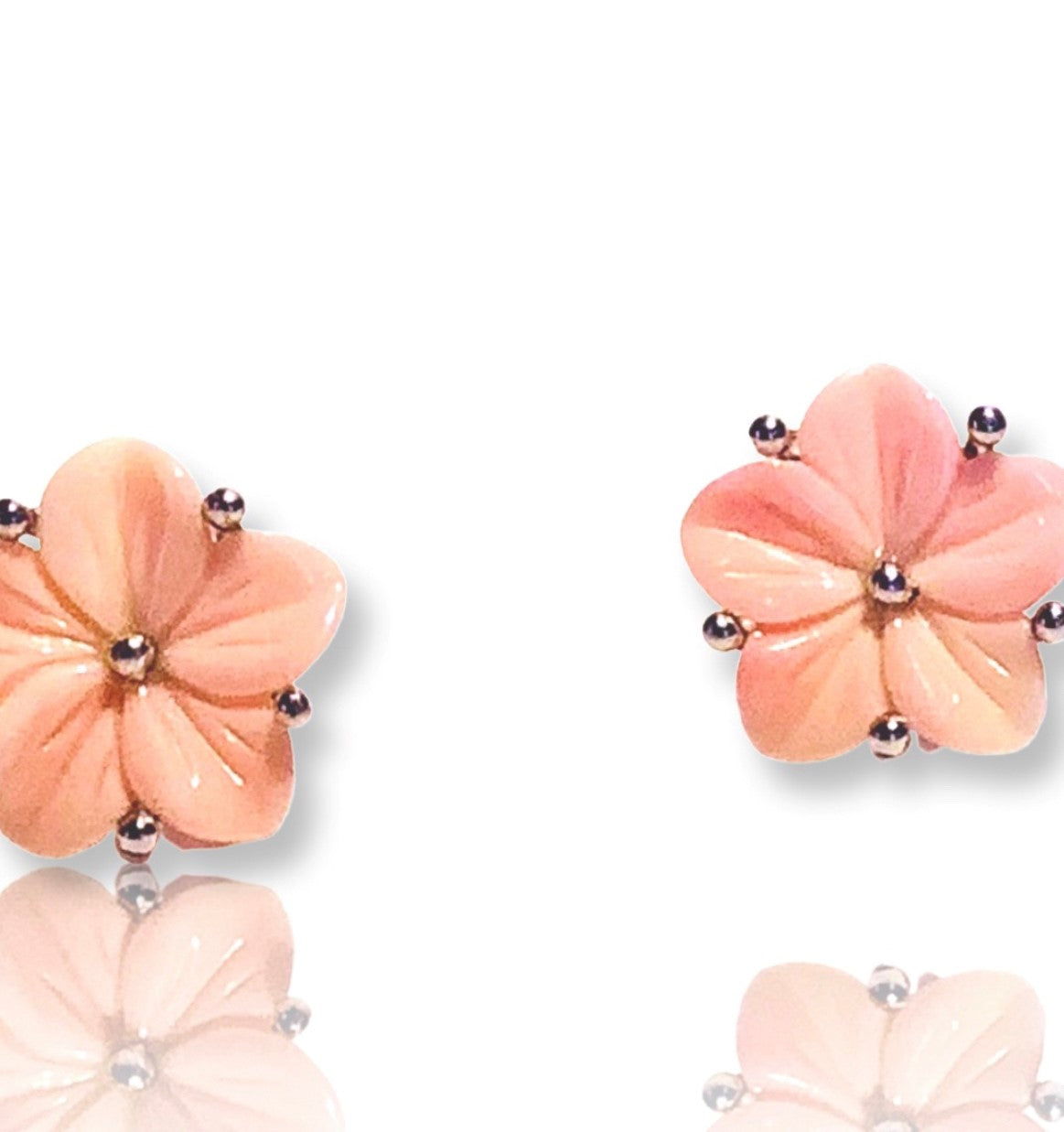 Plumeria Flower Stud Earrings in Coral