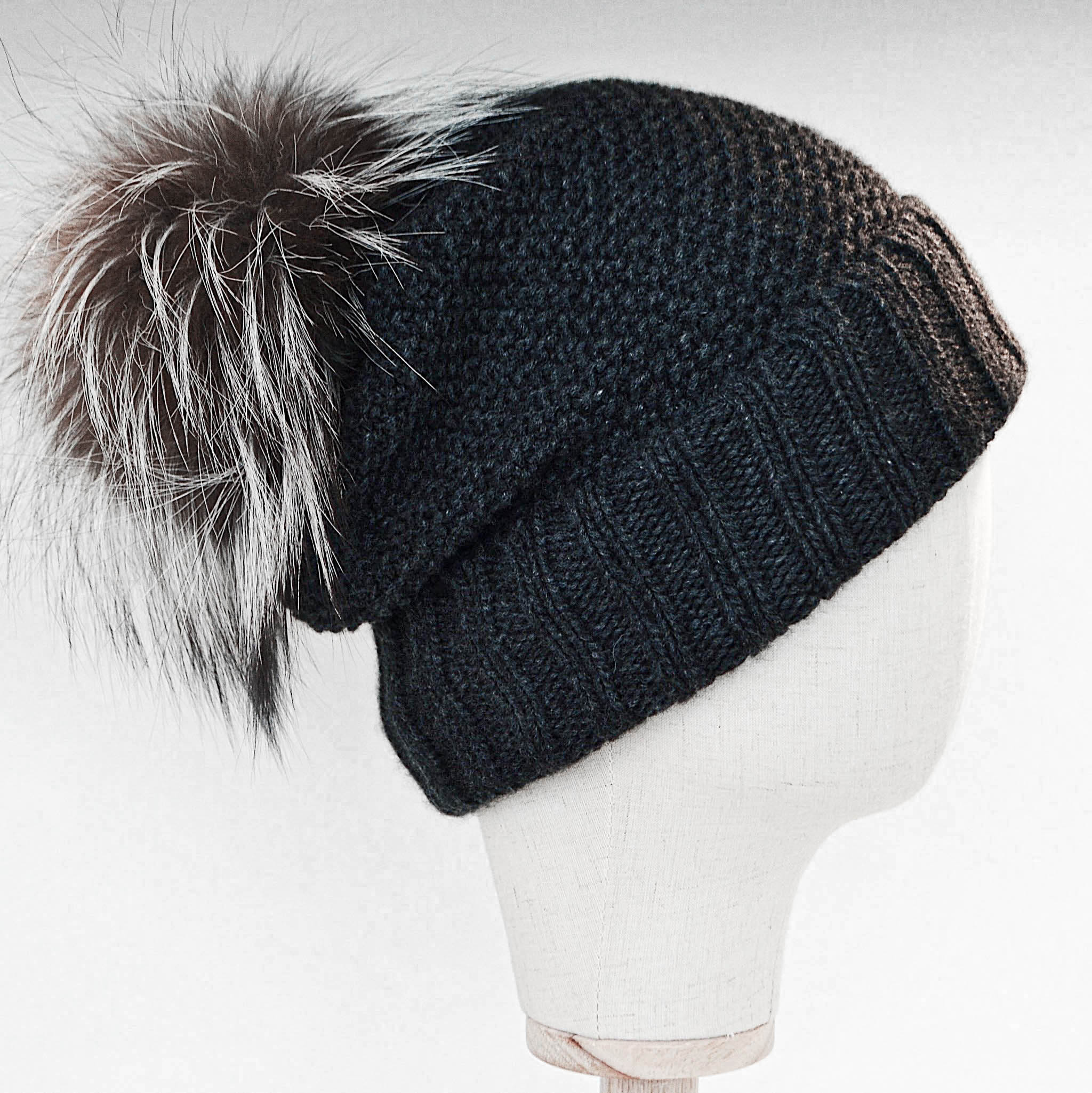 Inverni Argentata Cashmere Hat with Fox Fur