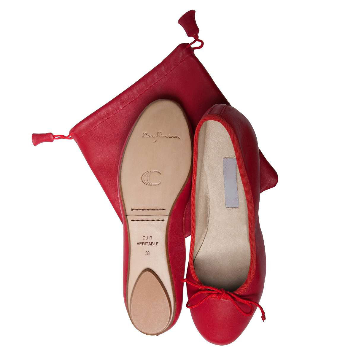 Ballet Pumps Red with Carry Bag