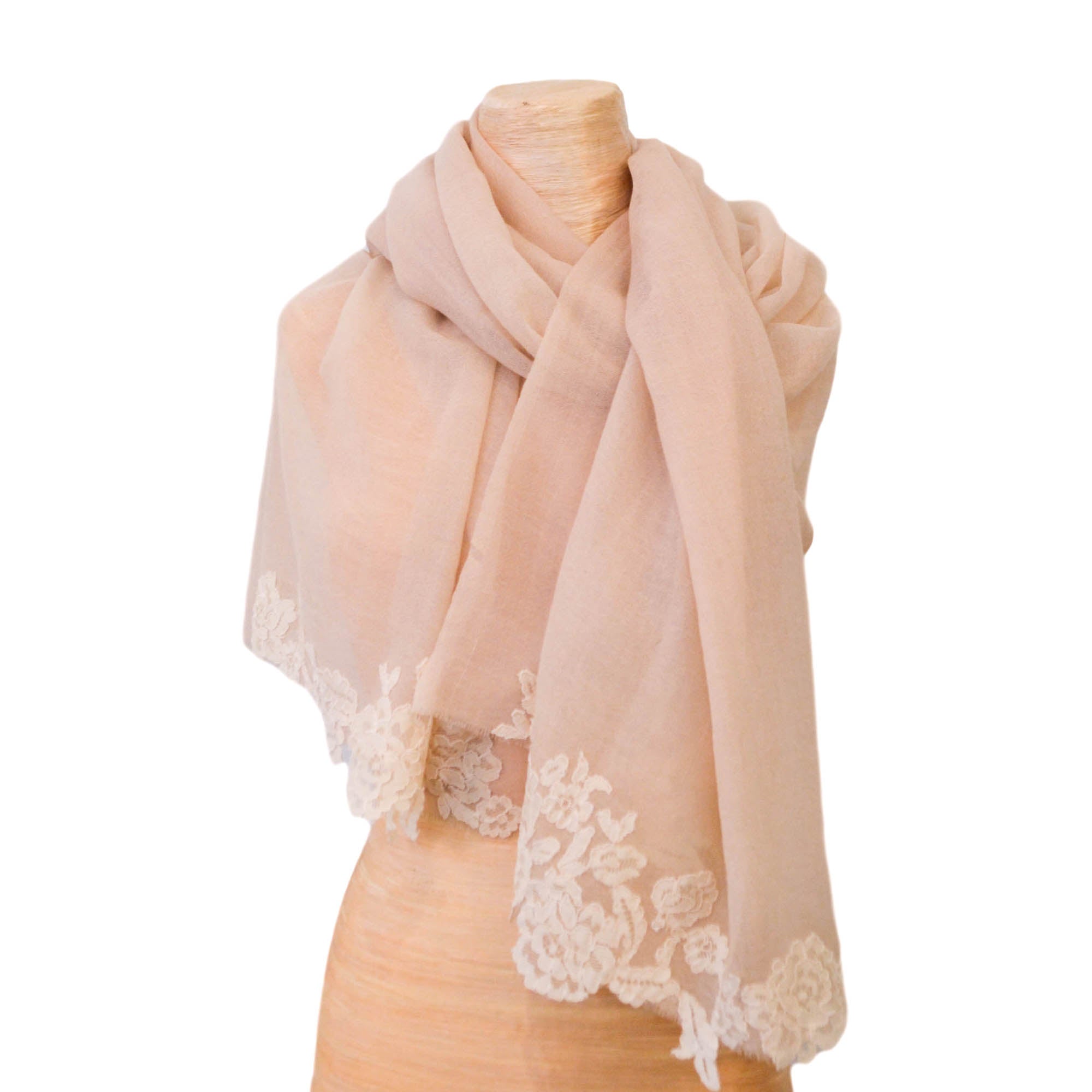 Pale Rose Shawl with Calais lace