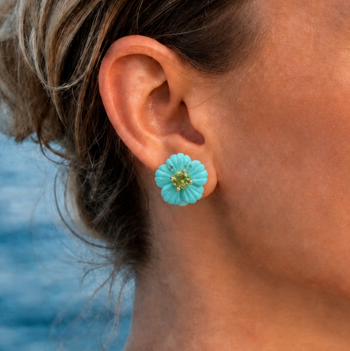 Turquoise Flower Earring