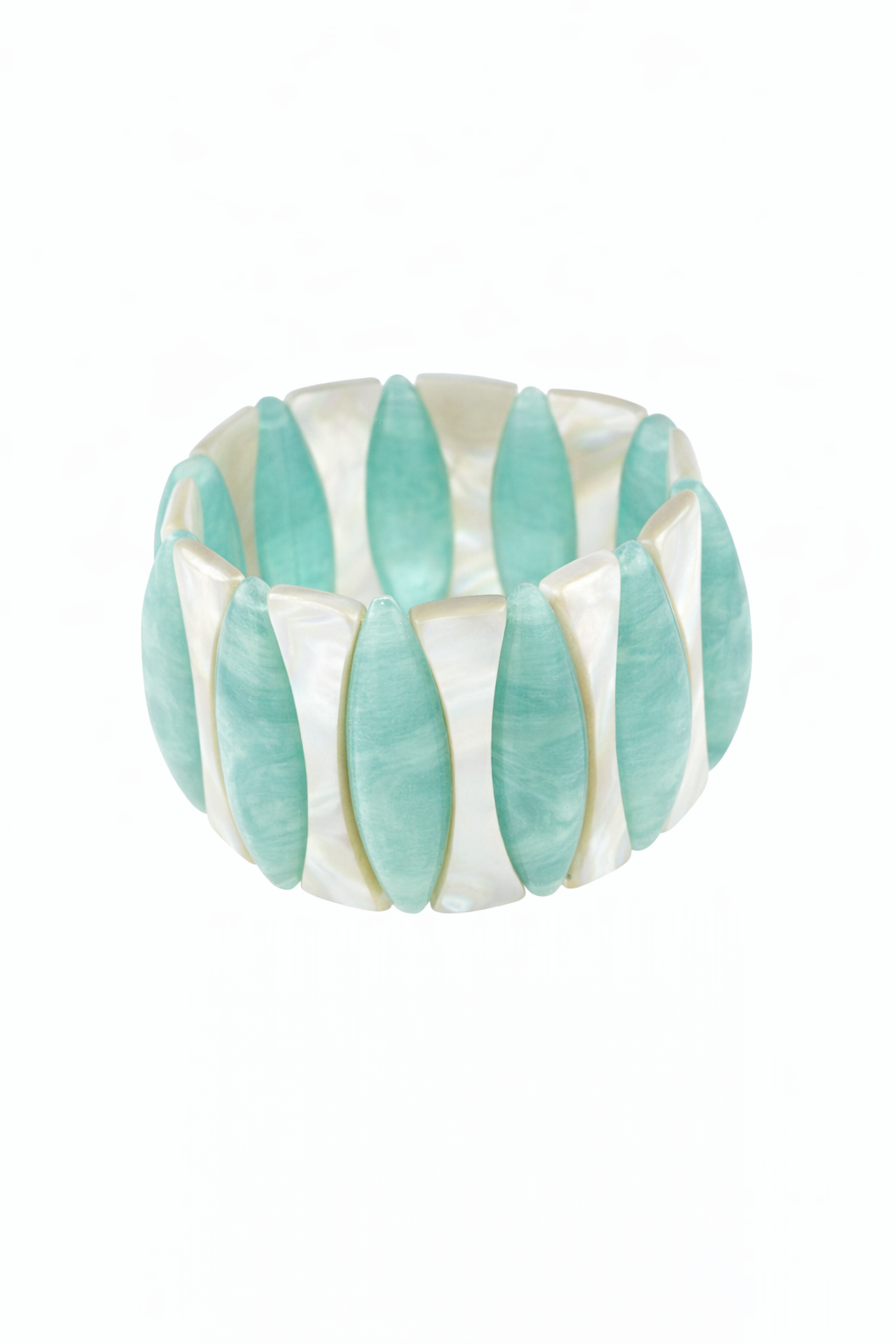 Cat's Eye Bracelet in Amazonite and Mother of Pearl