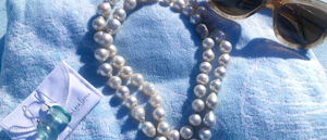Winter Sun Pearl Necklace, Aquamarine Earring and Sunglasses