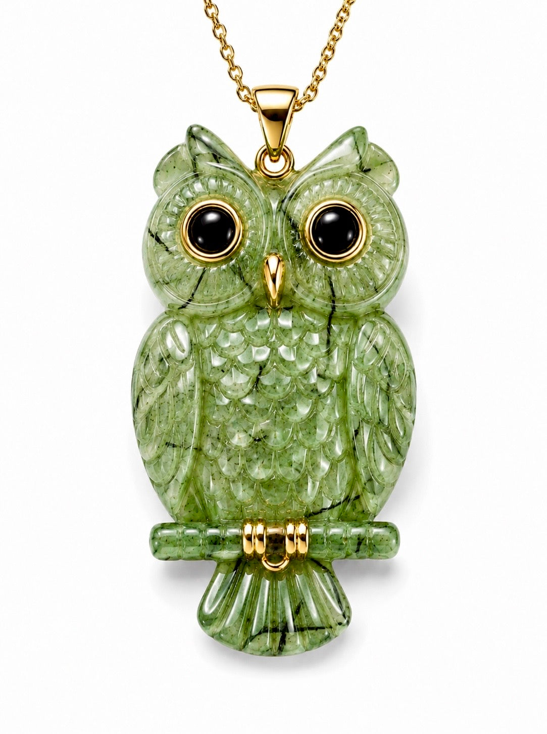 Wise Owl Pendant in Green Garnet