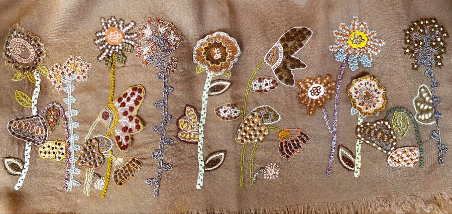 Sophie Digard Flower Embroidered Scarf