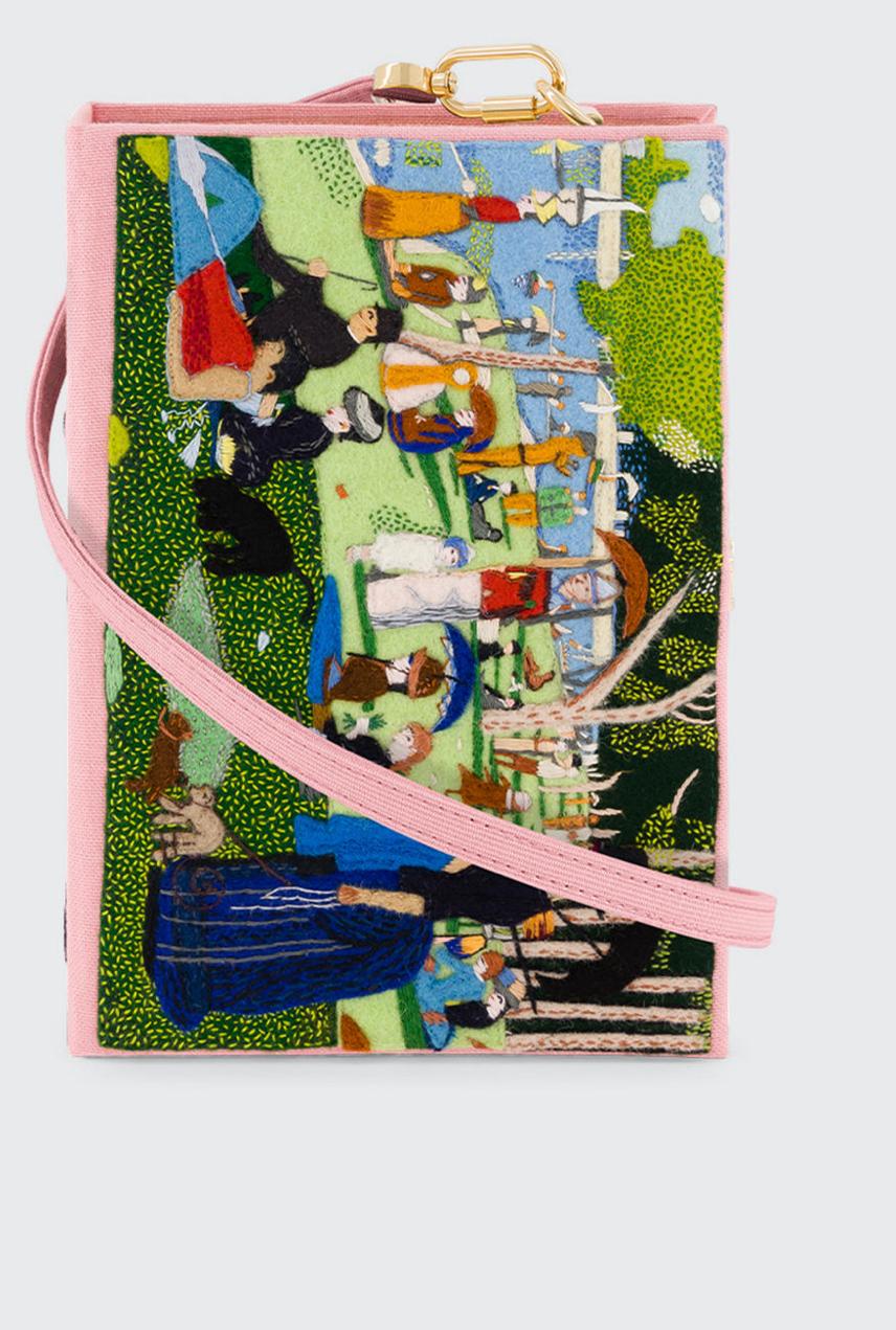 Olympia Le Tan Georges Seurat Book Clutch Bag in Rose Pierre Barbara Harris Water Jewels