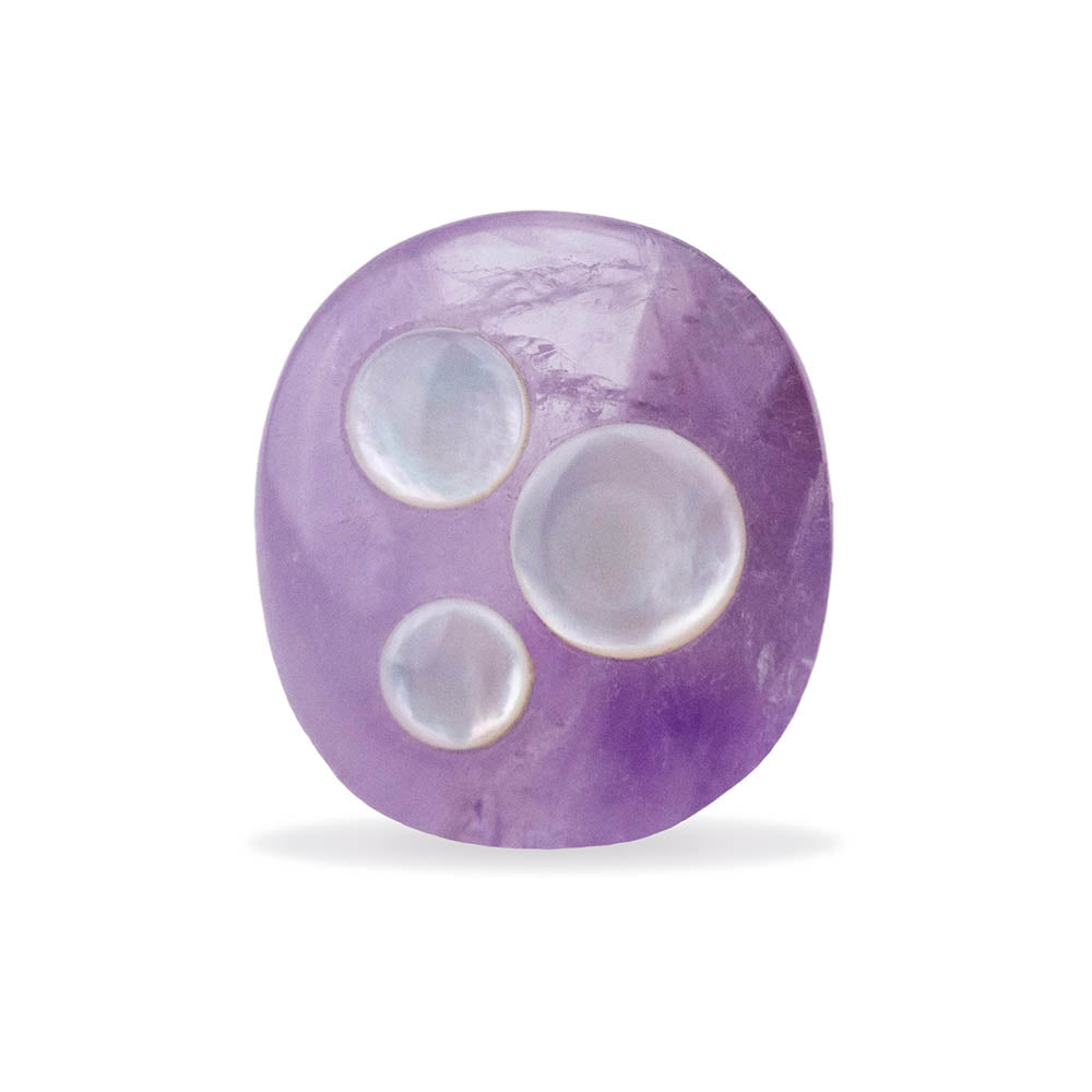 Amethyst and Mother of Pearl Orb Ring