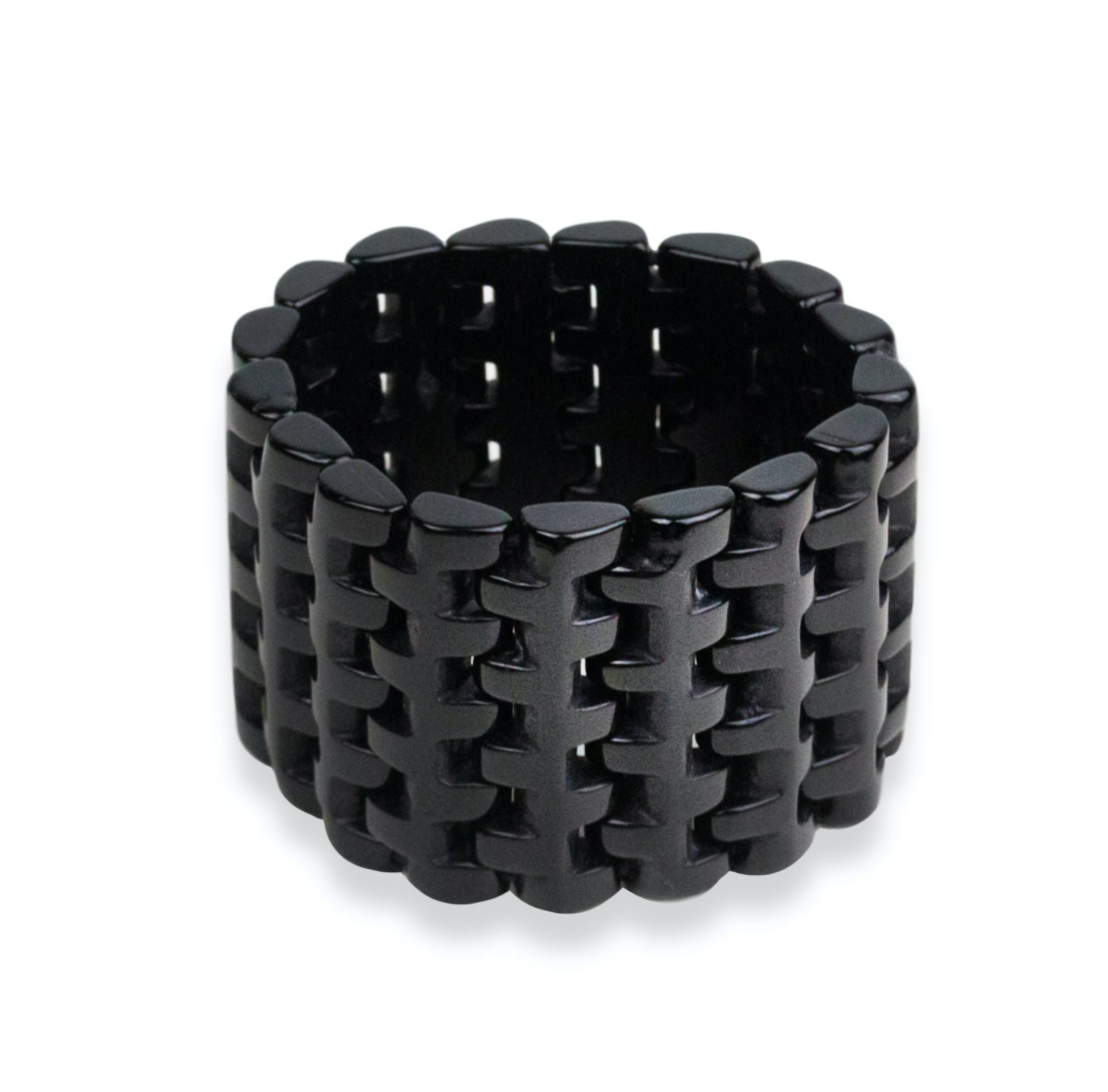 Black Onyx Gemstone Puzzle Elasticated Bracelet
