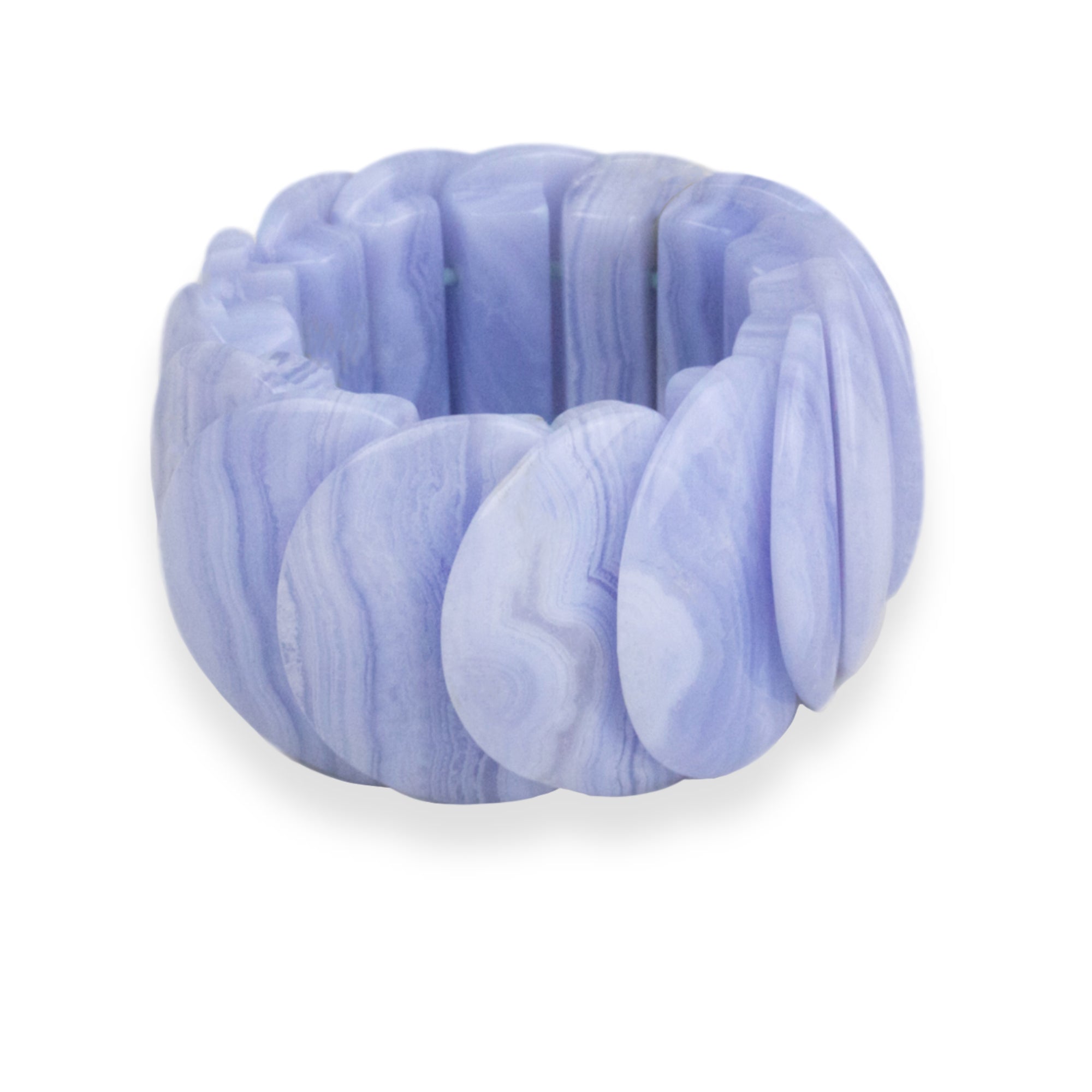 Blue Chalcedony Overlapping elasticated bracelet