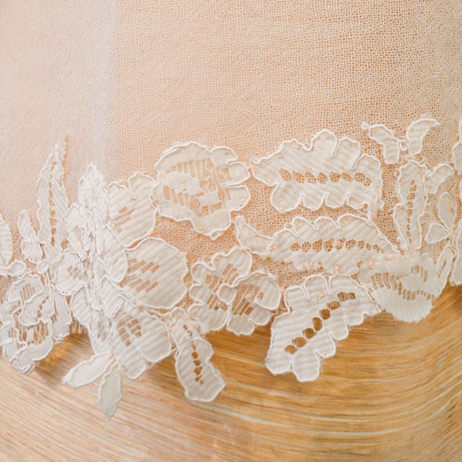 Pale Rose Shawl with Calais lace