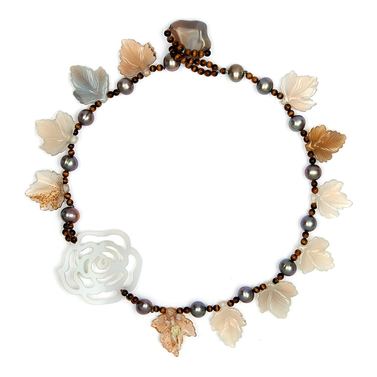 Chalcedony Camelia Leaf Necklace