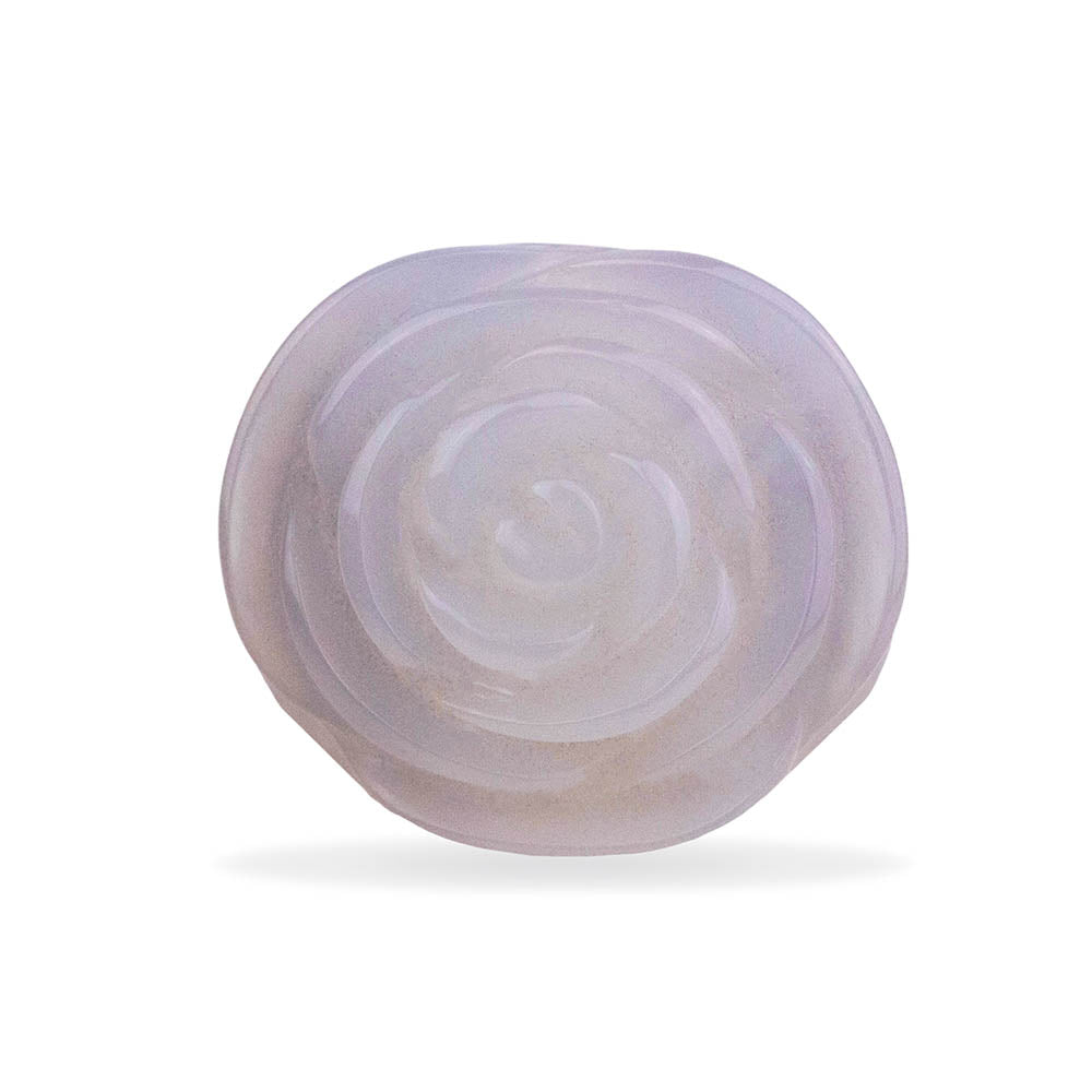 Solid Chalcedony Blue Purple Rose Ring