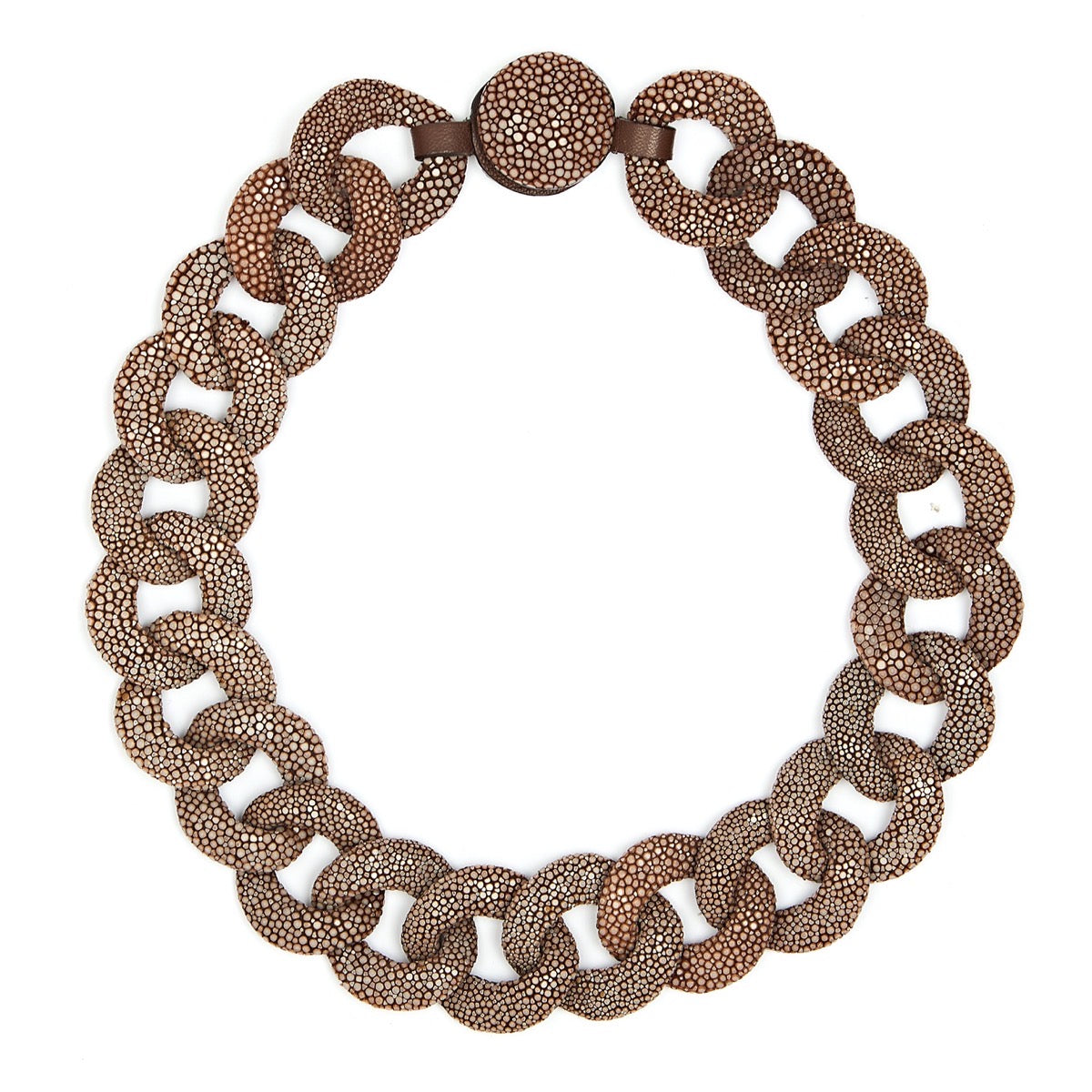 Chocolate Shagreen Link Necklace