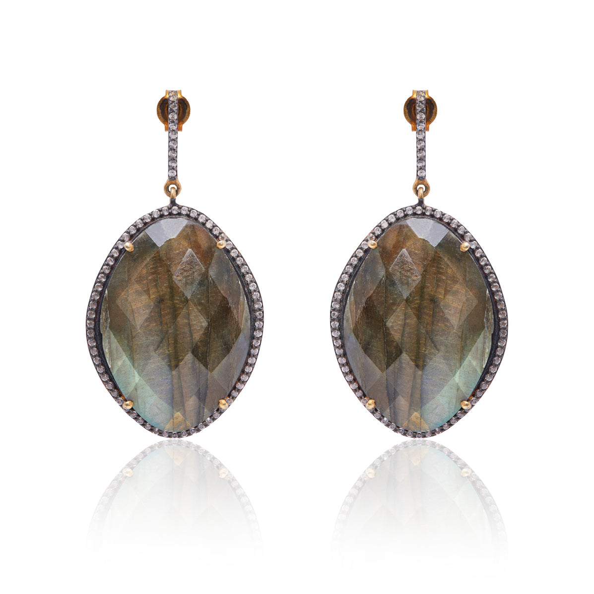 Faceted Labradorite Earring with White Topaz made in sterling silver