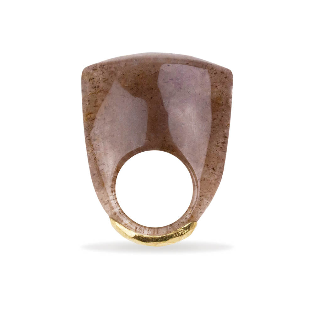 Gold Rutile Quartz Table Mountain Ring