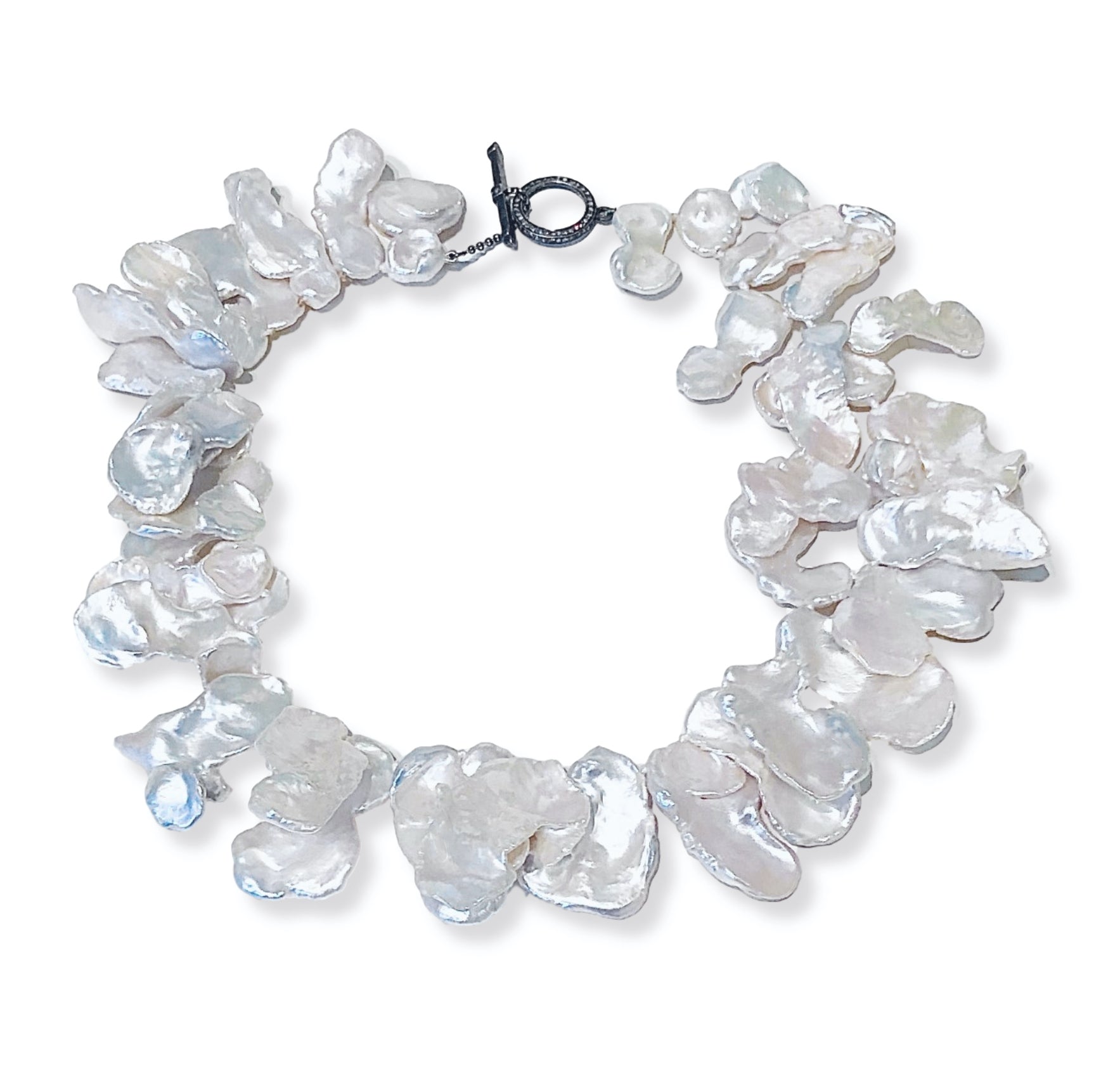 Keshi Pearl Necklace with Diamond Clasp