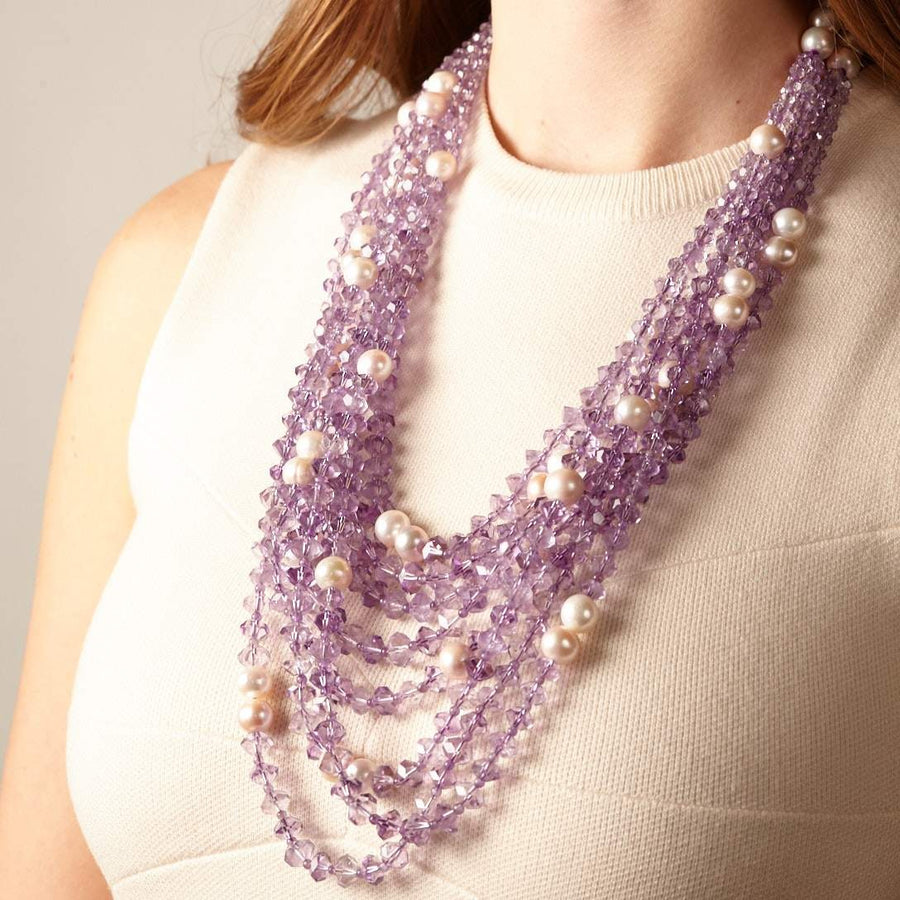 8 Strand Amethyst Pearl Grace Necklace