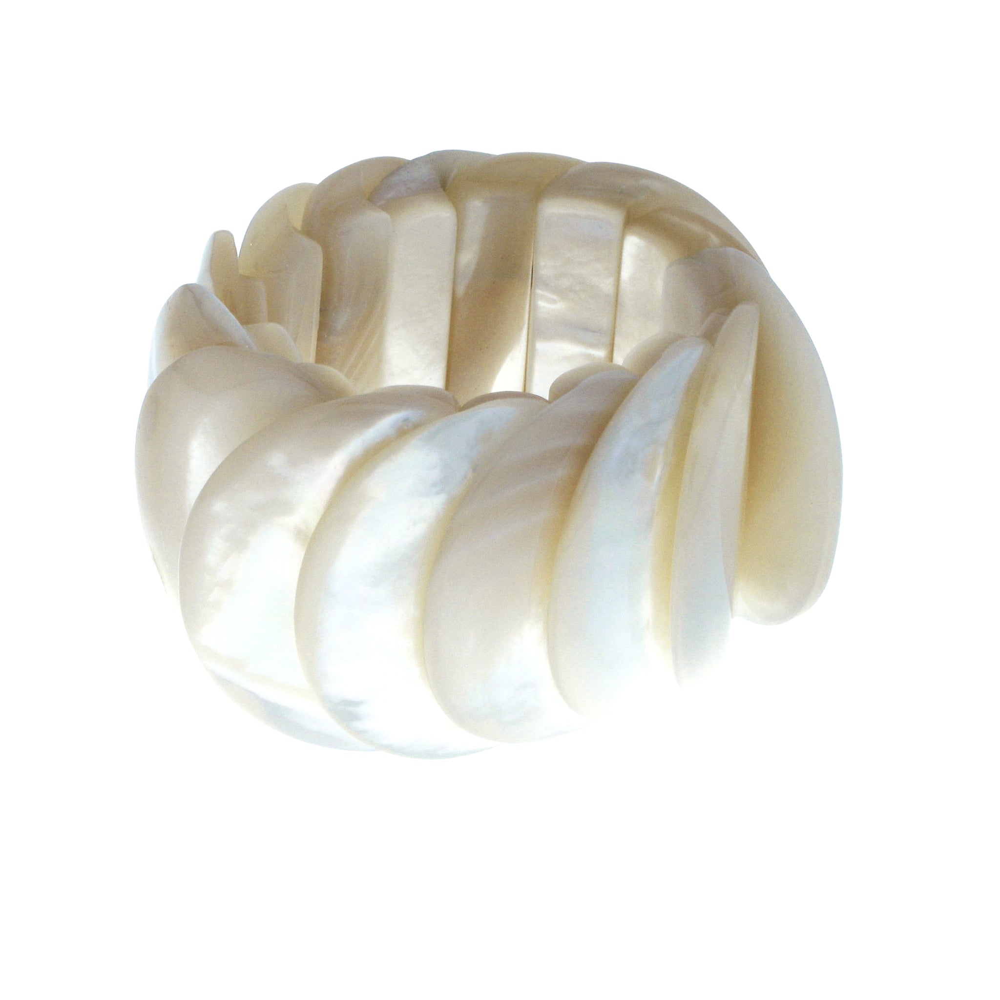 Tahitian Mother of Pearl Overlapping Elasticated Bracelet