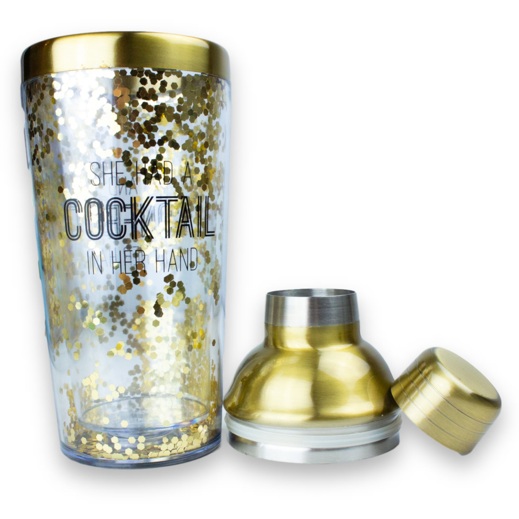 Gold Glitter Cocktail Shaker Barbara Harris Water Jewels