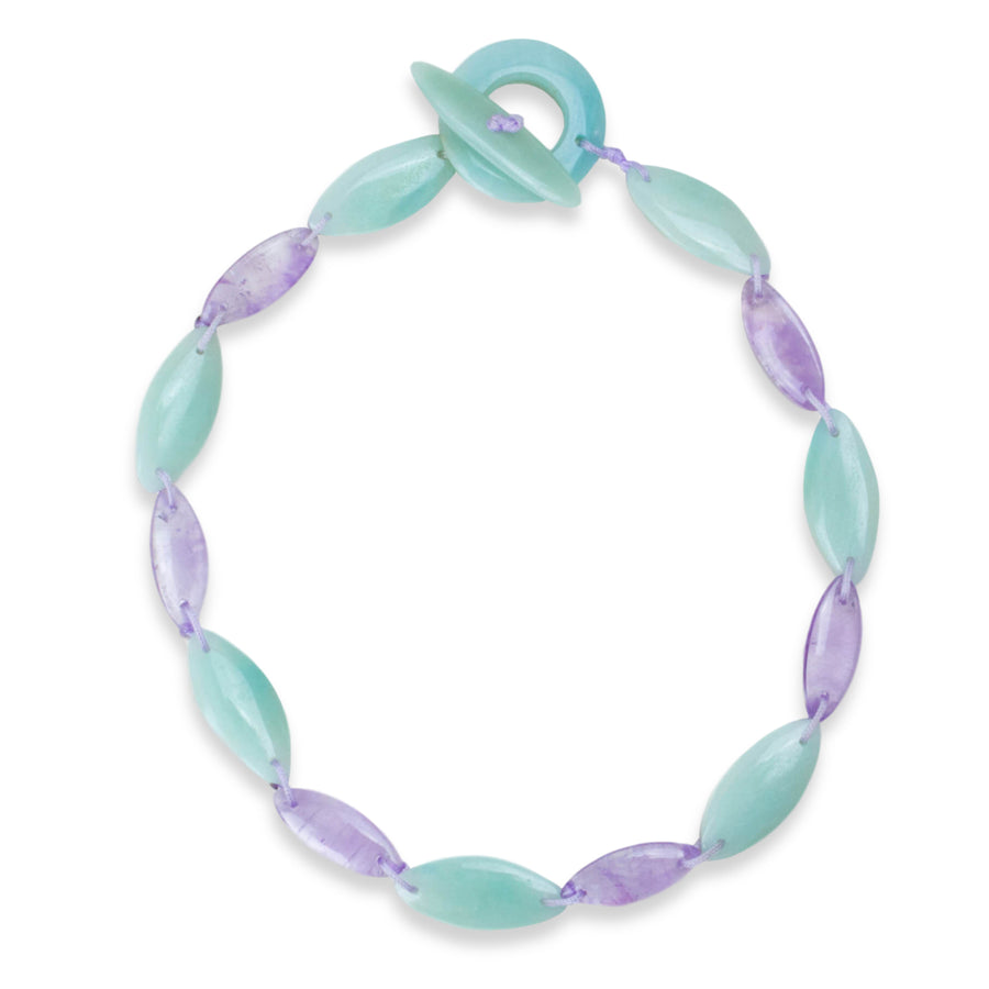 Wave Necklace in Amazonite and Amethyst
