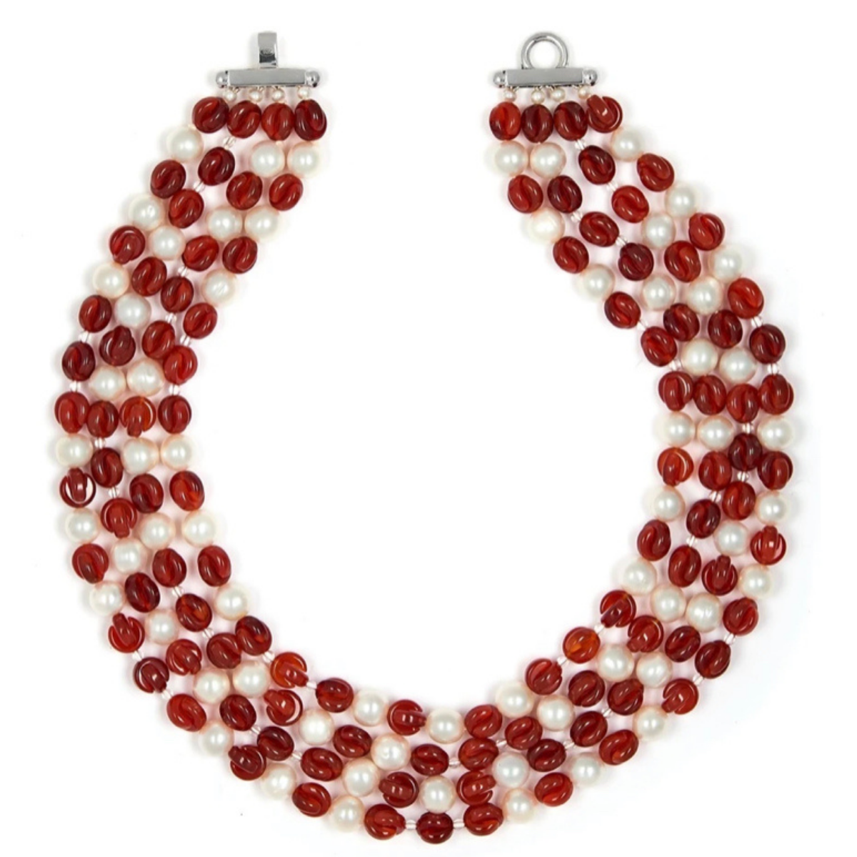 Carnelian and Pearl Grace Knot Necklace