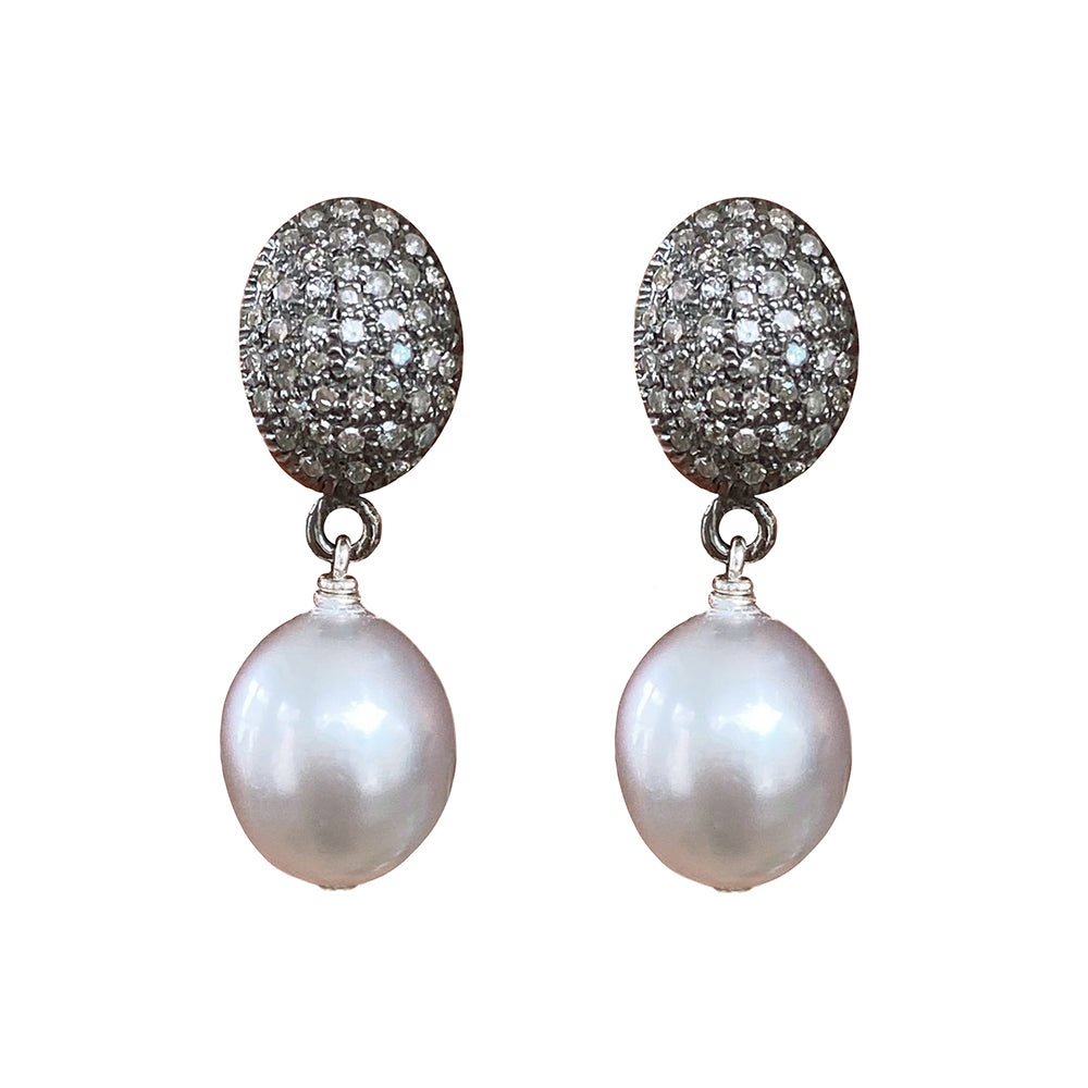 Tahitian Pearl Diamond Earrings