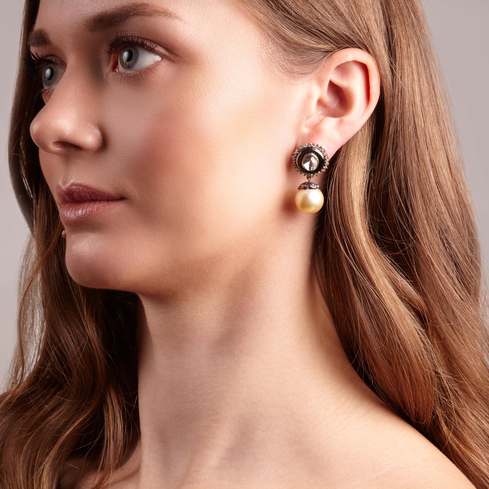 Antique Star Pearl and Diamond Earrings